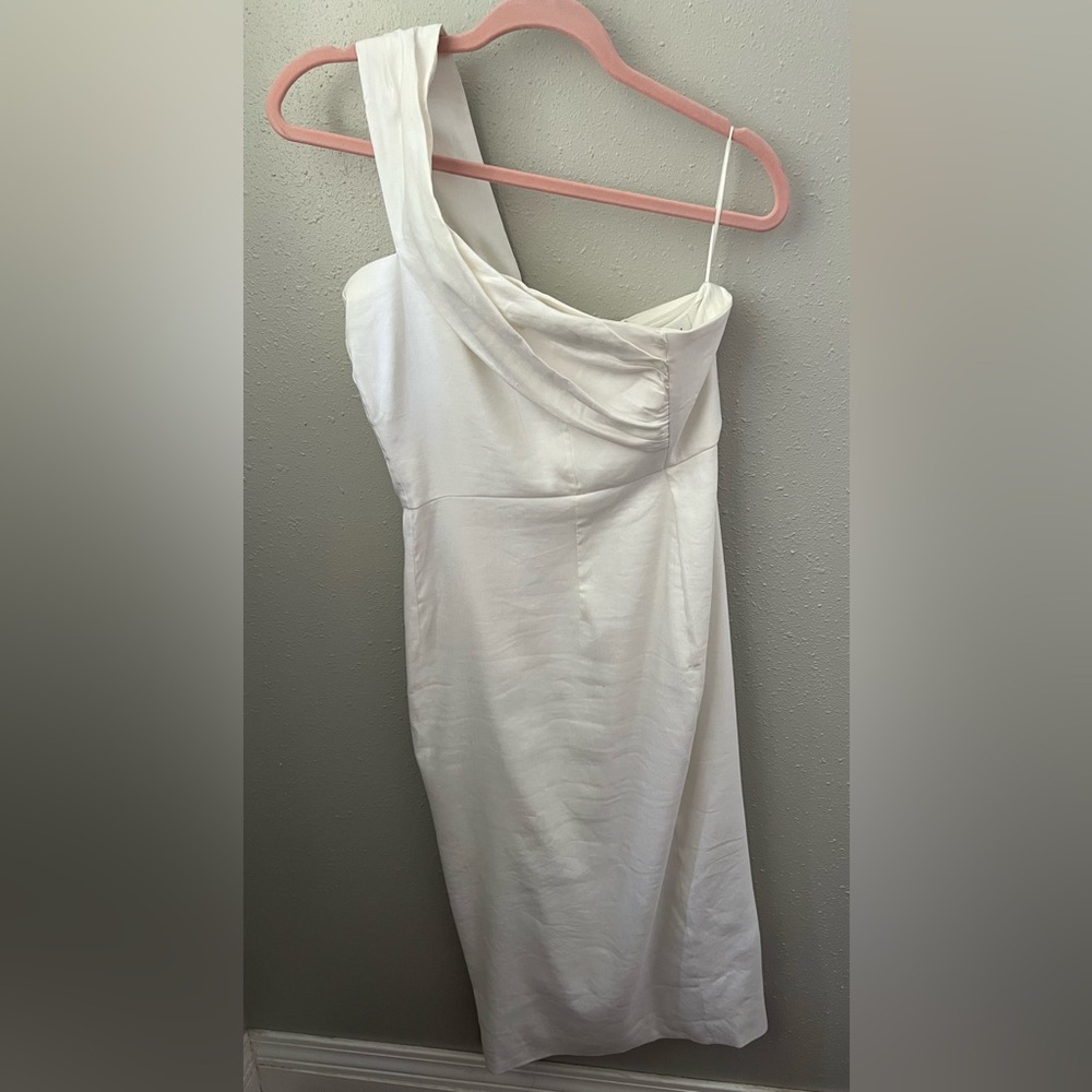 Milly Asymmetric Linen Blend Midi Dress in Jab White Size 2 New - Picture 7 of 14